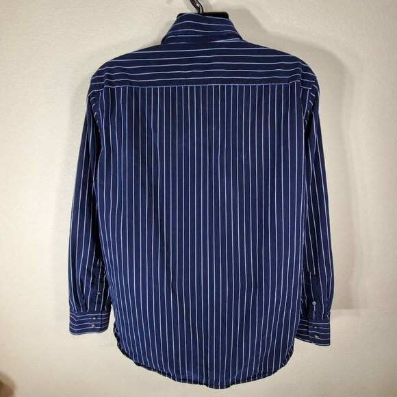 American Eagle Mens Blue & White Striped Shirt XL Button Down Premium Vtg Fit - Picture 8 of 10